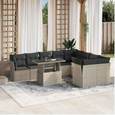 Homgoday Garden Sofa Set 10 Pieces with Cushions Light Grey Polyrattan Furniture Set Sofa Bed Living Room Couch Set Sofas for Outdoor Use Garden Furniture Type 3266842