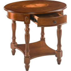 Solid Wood Side Table with Drawer and Shelf, Oval Sofa Side Table with Carved Legs, Living Room Corner Table, Large Side Table, Elegant Vintage, Assembly without Tools