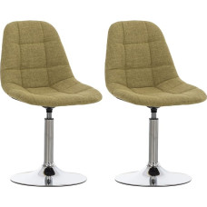 CLP Set of 2 Emil Fabric Chairs with Quilted Seat, Swivel Chairs with Trumpet Feet in Chrome Look, Colour: Green