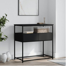 Gecheer Console Table with Drawer, Side Table, Hallway Table, Storage Table, Wall Table, Dressing Table, Black, 75 x 40 x 75 cm, Wood Material