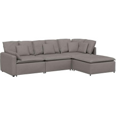 vidaXL Modular Sofa with Footstool Cushion Fabric Taupe Modular Couch Modern Family Friendly L Shaped Sofa