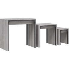 vidaXL Set of 3 Coffee Table with Metal Frame, Side Table, Sofa Table for Living Room, Bedroom, Office, Coffee Table, Grey Sonoma Wood Material