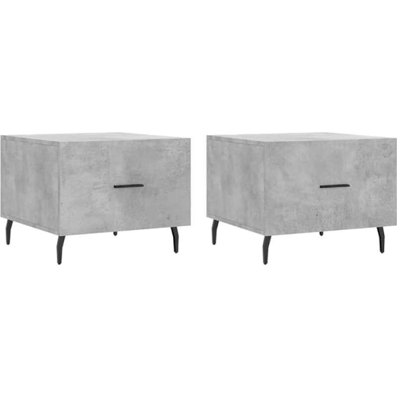 vidaXL Coffee Table, Set of 2, Sofa Table for Living Room, Living Room Table with Lots of Storage Space, Side Table, Coffee Table, Living Room Furniture, Concrete Grey Wood Material