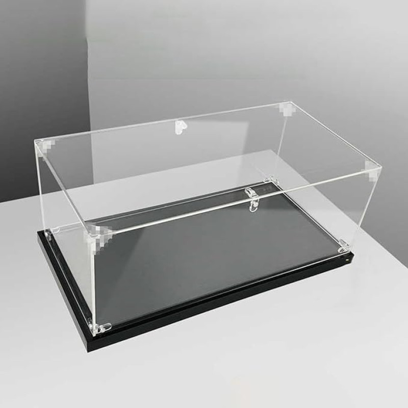 Acrylic Display Case Clear Acrylic Display Case with Black Base, Sturdy Acrylic Display Case, Dustproof Protective Display Case for Action Figures, Toys and Collectibles (50 x 20 x 35 cm (20 x 8 x 14