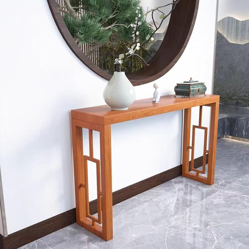 HARELA Modern Console Table, Wooden Entrance Area Decorative Table, Rectangular Sofa Table Behind the Couch, Modern Sofa Table, Simple Sofa Table, for Living Room, Foyer, Hallway (Light Walnut, 120 cm