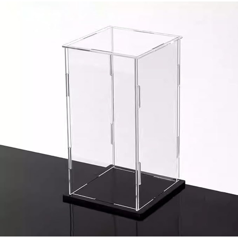Acrylic Display Case, Thickened Transparent Acrylic Box, Rectangular Acrylic Display Case for Collectibles, Self-Assembling Storage Organiser for Toy Action Figures (Black, 25 x 25 x 30 cm (10 x 8 x