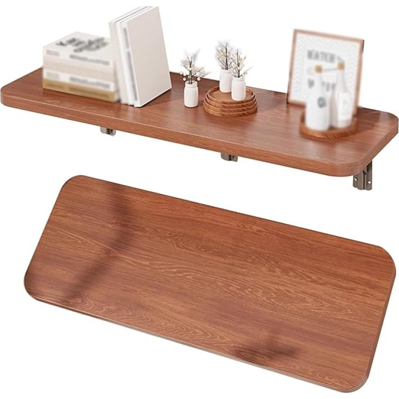 Faltbares Wandregal für Schreibtisch, Küche, Bar, platzsparende Aufbewahrungslösung aus Holz, 60 x 30 cm, ideal für Bastelarbeiten, Nähstation, Walnuss-Finish