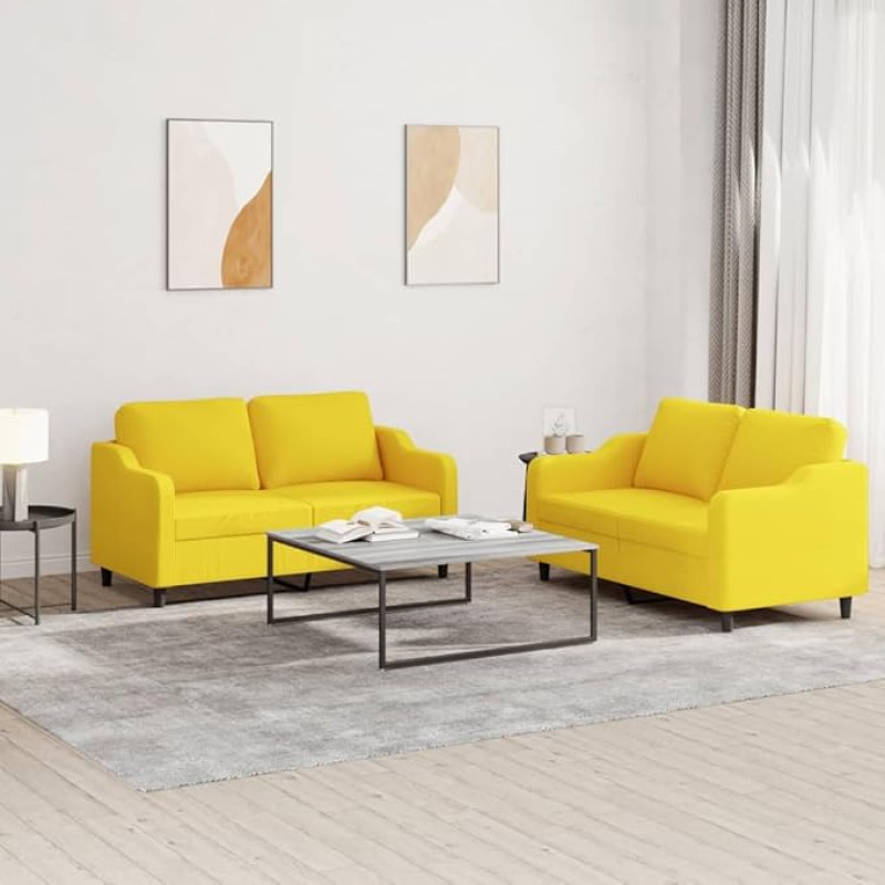 Juroupi 3201807 2-Piece Sofa Set with Cushion Sofa Living Room Sofa Set Sofas for Living Room Light Yellow Fabric