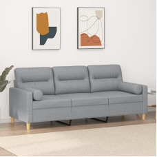 SECOLI Sofa 3 Seater 3-Seater Couch 3 Seater Sofa Lounge Couch Sofas & Couches for Living Room / Bedroom / Office / Living Room Light Grey Fabric 3-Seater: 180 cm-2