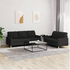 Juroupi 3201310 2-Piece Sofa Set with Cushion Sofa Living Room Sofa Set Sofas for Living Room Black Fabric