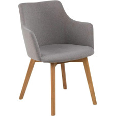 AC Design Furniture Kim Carver Dining Chairs, W62 x D59 x H80 cm, Light Grey/Oak Fabric, Set of 2
