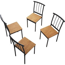 SONNI Kitchen Chairs, Dining Room Chairs with Steel Frame, Set of 4, Load Capacity 150 kg, Vintage Dark Brown