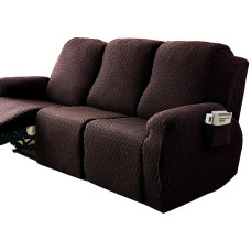ZYHBBGXFC-XM Liege-Schonbezug, 4/6/8-teiliges Set, Stretch-Sofabezug mit Seitentasche, weicher, Dicker, waschbarer Möbelschutz for Wohnzimmer(Brown,3 Seats)