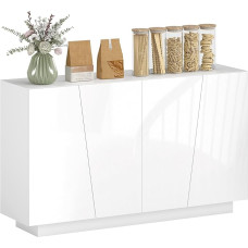 HOMCOM Storage Cabinet, Sideboard, Living Room with Cabinets with Doors and Adjustable Shelf, Storage Cabinet for Living Room, Kitchen, Bedroom, 150 x 40 x 88 cm, Glossy White