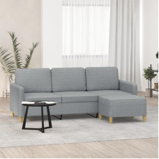 Snsowed 3-Sitzer-Sofa mit Hocker Hellgrau 180 cm Stoff, Loungesofa, Sofas & Couches, Relaxsofa, Couch für Wohnzimmer - 3201192
