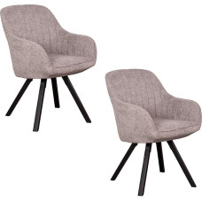 MR. DEKO® Matera Mouse Dining Room Chairs with Wooden Legs Upholstered Chair with Armrests Set of 2 (H x W x D): 84 x 59 x 61 cm Grey