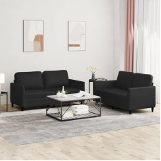 Brokky 2-TLG. Sofagarnitur mit Kissen Sofa Wohnzimmer Sitzgruppe Wohnzimmer Sofa Set Sofas FüR Wohnzimmer Schwarz Kunstlederer / 3201750