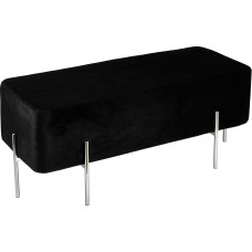 Cortesi Home Orso CH-OT165916 Modern Ottoman Footrest Footrest with Metal Legs, Black Velvet Fabric, 40