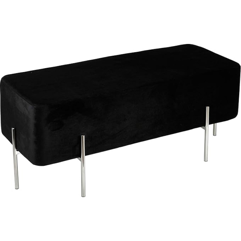 Cortesi Home Orso CH-OT165916 Modern Ottoman Footrest Footrest with Metal Legs, Black Velvet Fabric, 40