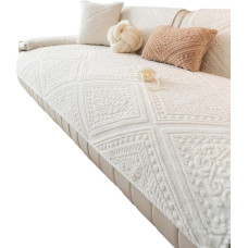 JHOMHF Boho Plüsch Geometrischer Jacquard Sofabezug Rutschfester waschbarer weicher Couchbezug Haustierfreundlicher kindersicherer Möbelschutz for Sektionssofas(Cream,1pc/43