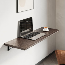 Folding Wall Mounted Table Space Saving Wooden Desk Kitchen Wall Table Compact Drop Leaf Bar Table (80x30cm) Versatile Wall Desk for Small Spaces
