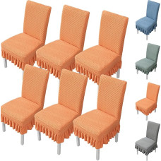 ouxei Stuhlhussen Für Esszimmerstühle Mit Rock-Set – Dicke, Weiche Parson-Schonbezüge, Waschbarer Stretch-Schutz (1/2/4/6 Stück)(Blue 6pcs)