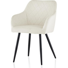 TUKAILAI Dining Room Chairs, 1-Piece Teddy Fabric, Kitchen Chair, Upholstered Chair, Living Room Chair, Armchair with Armrests, Backrest, Metal Legs, Modern Chairs for Kitchen, Dining Room, Living