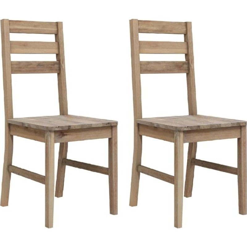 vidaXL 2 x Solid Acacia Dining Room Chairs, Wooden Chairs, Kitchen Chairs, Restaurant Chairs