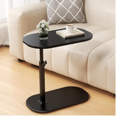 C Shape Side Table Height Adjustable 360° Rotating Laptop Stand for Sofa Bed Wooden Small Coffee Table for Living Room Balcony Bedroom Lightweight Design Easy to Assemble (Black)
