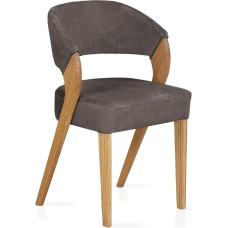 moebel-eins Alona Upholstered Chair Solid Wood / Faux Leather Cover Oak Espresso