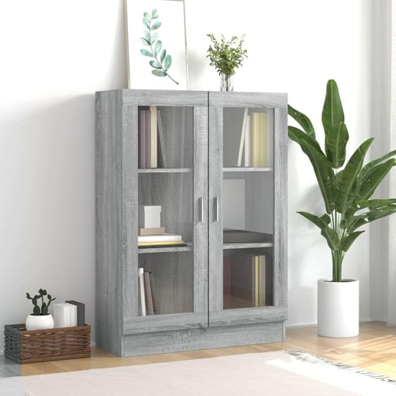 Willood Sonoma Display Cabinet Bookcase Filing Cabinet Office Cabinet Display Cabinet Bookcase Sideboard Grey Sonoma 82.5 x 30.5 x 115 cm Wood Material