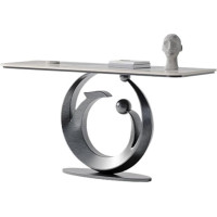 AILIUXIAOYAN Eingangstisch Eingangstisch mit Kunstmarmorplatte und schmaler Konsole mit Metallfuß(Gray,L)