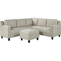 ZSLKDL Wohnzimmer Polstersofa mit Nieten 2-teiliges Set mit Kissen