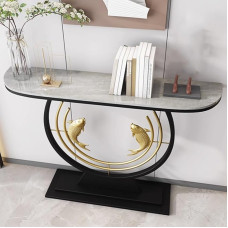 YVYKFZD Console Table, Creative Side Table, Stylish Sofa Table, Hallway Table, Accent Tables, Behind Sofa, Entrance Table for Entrance Area, Easy to Assemble (Black C, 120 cm / 47.2 inches)
