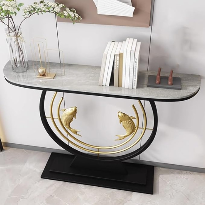 YVYKFZD Console Table, Creative Side Table, Stylish Sofa Table, Hallway Table, Accent Tables, Behind Sofa, Entrance Table for Entrance Area, Easy to Assemble (Black C, 120 cm / 47.2 inches)