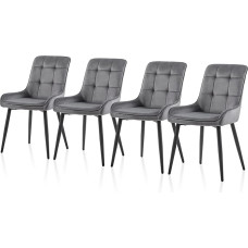 TUKAILAI Velvet Dining Room Chairs, Set of 4, Kitchen Chairs, Padded Seat, Upholstered Chair with Backrest and Metal Legs, Living Room Chair, Leisure Chair for Kitchen, Dining Room, Living Room, Grey