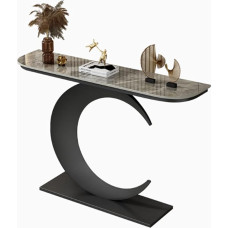 YVYKFZD Crescent Moon Console Table, Narrow Long Side Table, Sofa Table, Industrial Hallway Table with Metal Base, Entrance Table, Accent Tables, for Entrance, Living Room, Foyer (Black B, 150 cm
