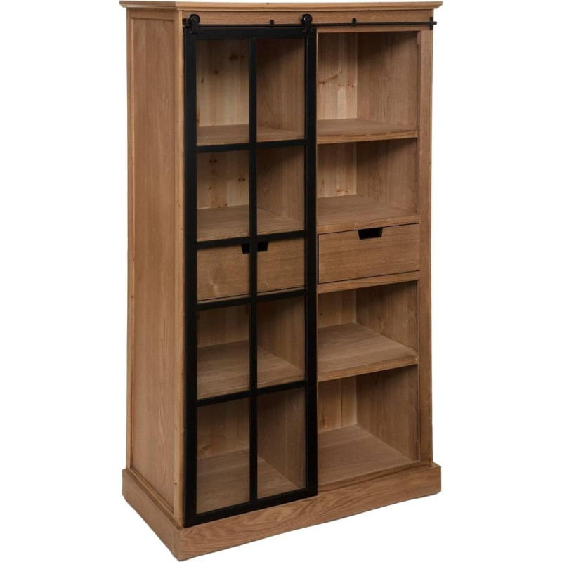 Danik Caramel Display Cabinet with 2 Drawers