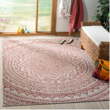 SAFAVIEH Courtyard Collection Contemporary Rug for Living Room, Dining Room, Bedroom Short Pile, Light Beige and Terracotta, 201 x 290 cm