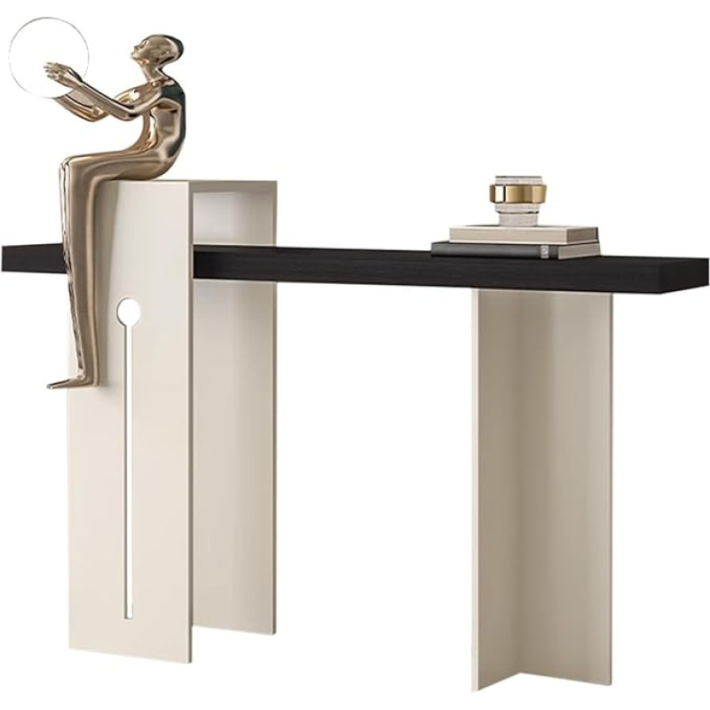 Schmaler moderner Eingangstisch aus Holz, rustikale Konsole mit Massivholzplatte und verzinktem Stahlrahmen, perfekt für Foyer, Flur, Wohnzimmer (100 x 30 x 80 cm)