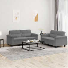 CIADAZ 3202316 2-Piece Sofa Set with Cushions Dark Grey Microfibre Fabric, Lounge Sofa, Sofas & Couches, Relax Sofa, Couch for Living Room, Couch with - 3202316