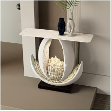 FOMWWVYS Konsolentisch, Moderner Konsolentisch mit Kunstmarmorsockel, schmaler Sofatisch for den Eingangsbereich Flurtisch(M)