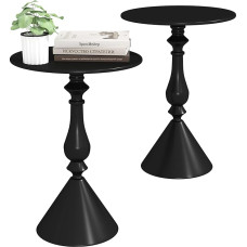 Benkyo Beistelltische für Wohnzimmer, 2er-Set, schwarz, rund, klein, Beistelltische für Wohnzimmer, Sofa, Beistelltische, Metall, Nachttisch, moderner Beistelltisch für Schlafzimmer, Schwarz
