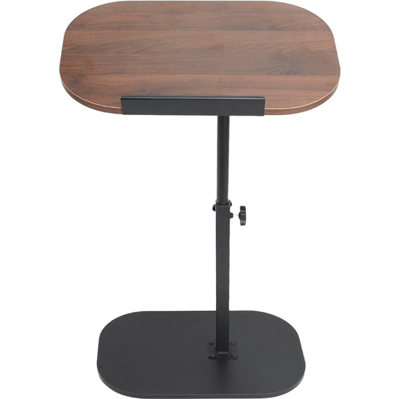 GENDLTHIJ Beistelltisch, TV-Tablett für Couch, 90° neigbar, Laptoptisch, höhenverstellbar, 360° drehbar, C-förmiger Beistelltisch für kleine Räume, Nachttisch, Badezimmer, Wohnzimmer (Walnuss)