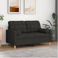 CIADAZ 2-Sitzer-Sofa mit Zierkissen Schwarz 120 cm Stoff, Sofas & Couches, Sofa Wohnzimmer, Sofa Für Jugendzimmer, Relaxsofa, Sofa Für Schlafzimmer, Polstersofa 3200778