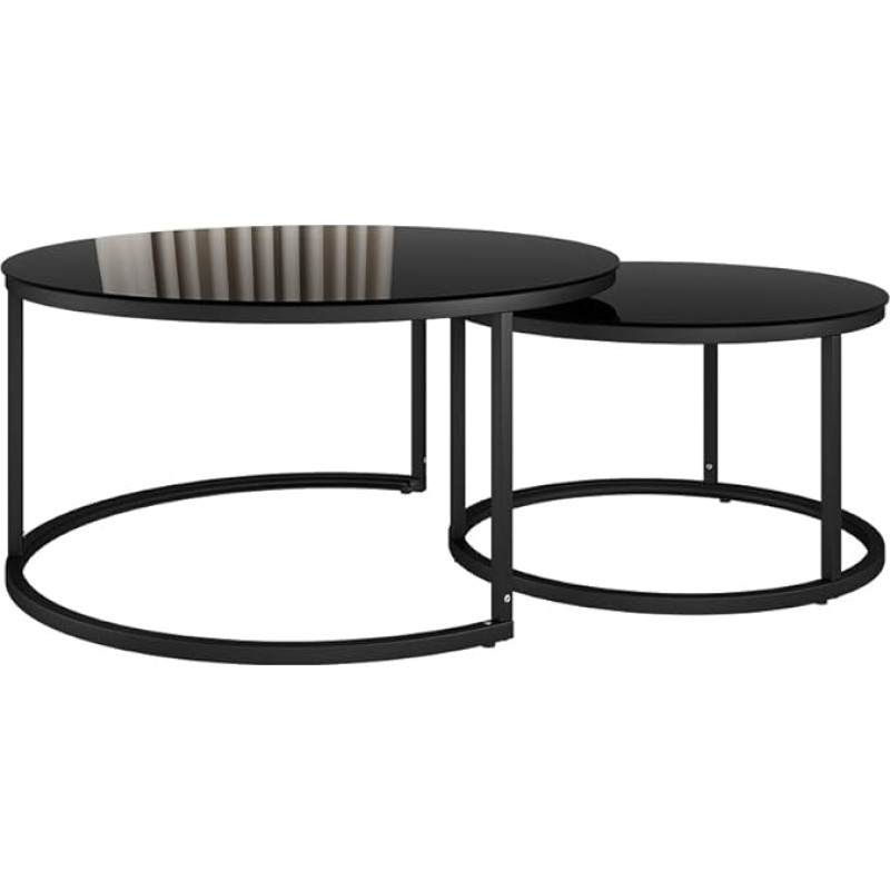 Vicco Montreal Coffee Table Set, Black, 77 x 77 cm, 2 Pieces
