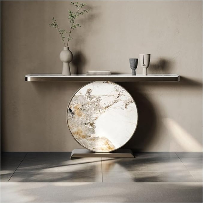 UANFHWZF Console Table, 35.4 Inch Modern Entrance Table with Sensor Light, Console Made of Artificial Marble Table