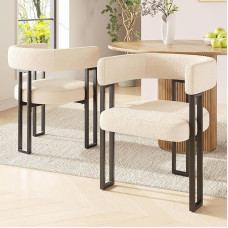 LANTRO JS Cantilever Chair, Upholstered Chair with Adjustable Support Feet, Dining Room Chair Seat is Made of High-Quality Lambswool Fabric, Pack of 2, Beige