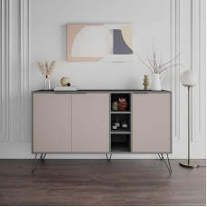Clara Sideboard with 3 Doors and Shelves 142 x 83 cm Anthracite and Dove Grey