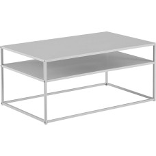 FineBuy Coffee Table, 100 x 60 x 45 cm, Metal Living Room Table, Industrial White, Steel Sofa Table with Storage Space, Lounge Table with Storage Compartment, Coffee Table, Side Table, Square